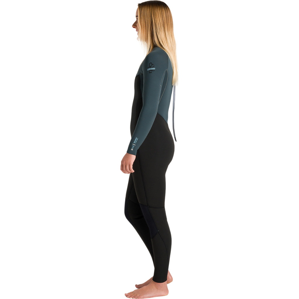 2026 C-Skins Dame Nuwave Surflite 4/3mm Back Zip Våddragt C-NSL43WBZ - Black / Dark Forest / Retro Blue